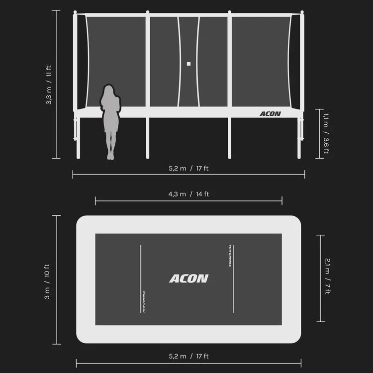 Acon 16 HD PRO Performance Rechteckiges Trampolin mit Netz und Leiter - Image 10