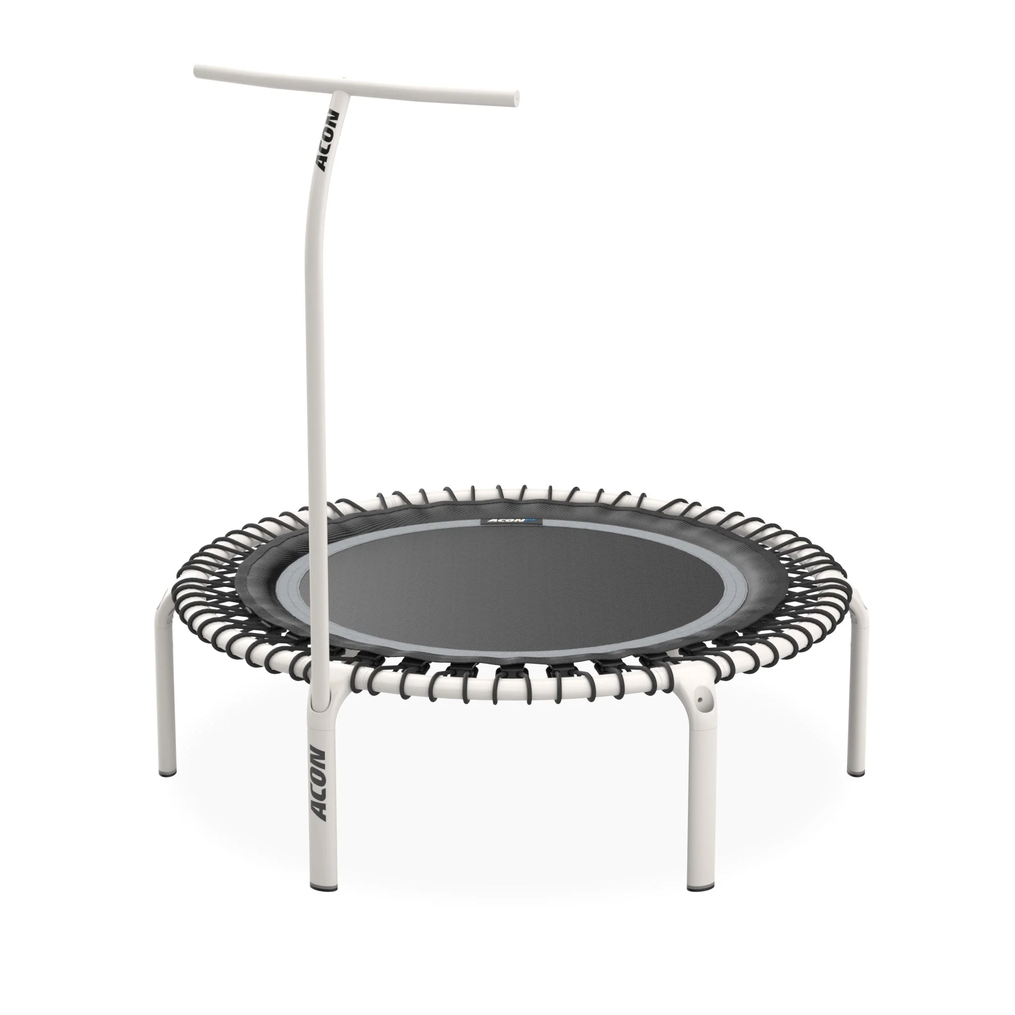 ACON Fit 1,12 m Runder Rebounder, weißes Fitness-Trampolin mit Haltestange