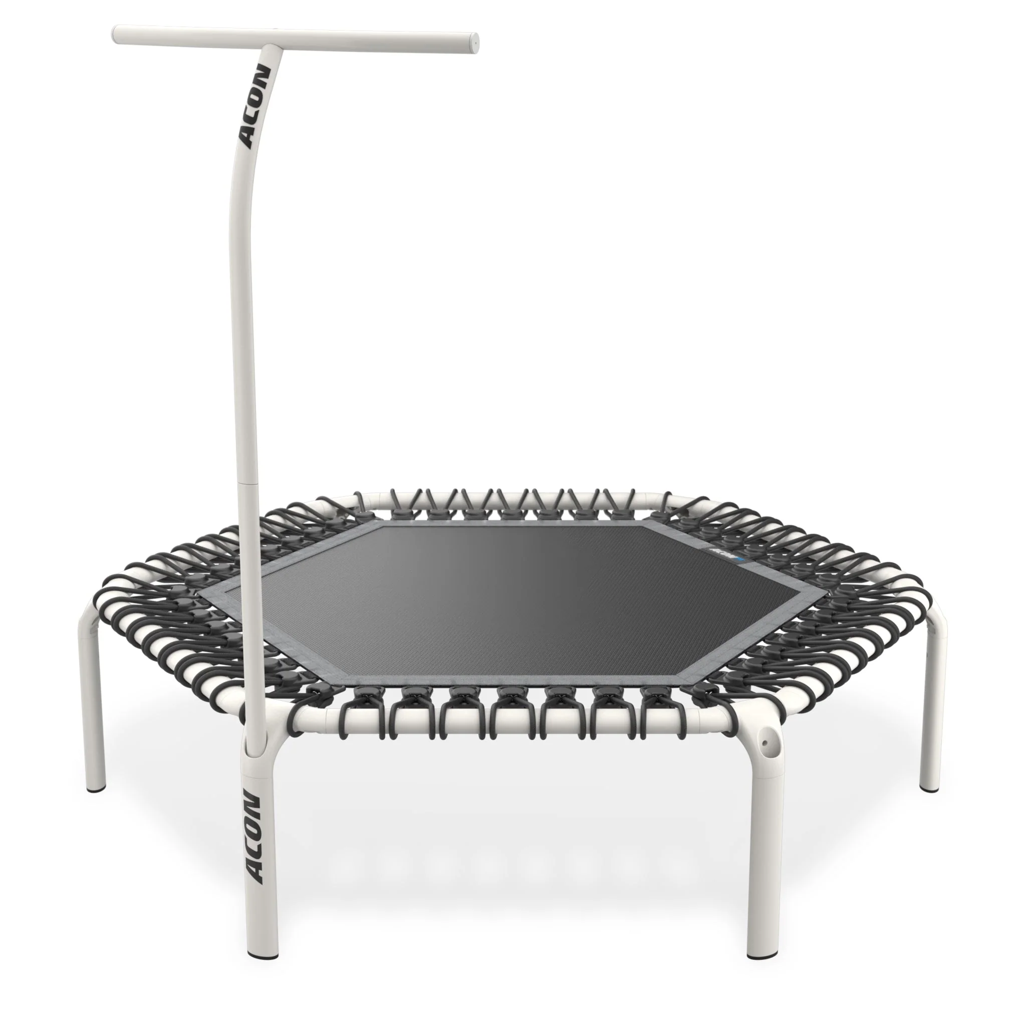 ACON FIT 1,41 m Sechseckiger Rebounder, weißes Fitness-Trampolin mit Haltestange
