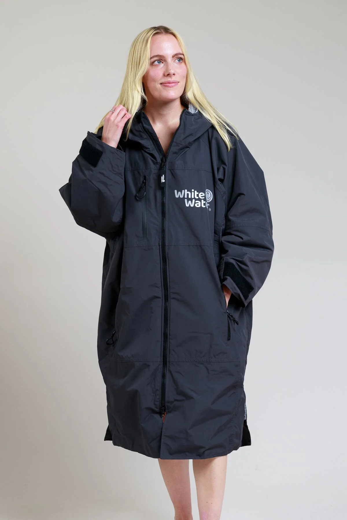 White Water Adults Hard Shell Robe - Black - Image 6