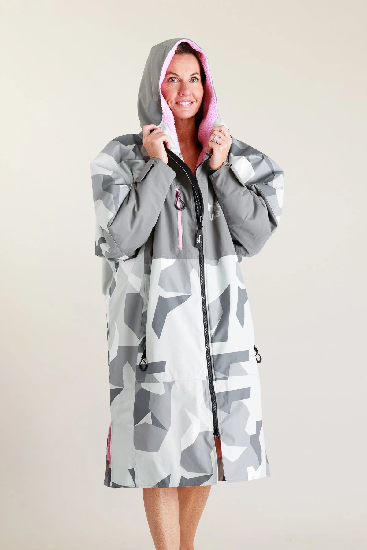 White Water Adults Hard Shell Robe - Arctic Camo/Pink - Image 3