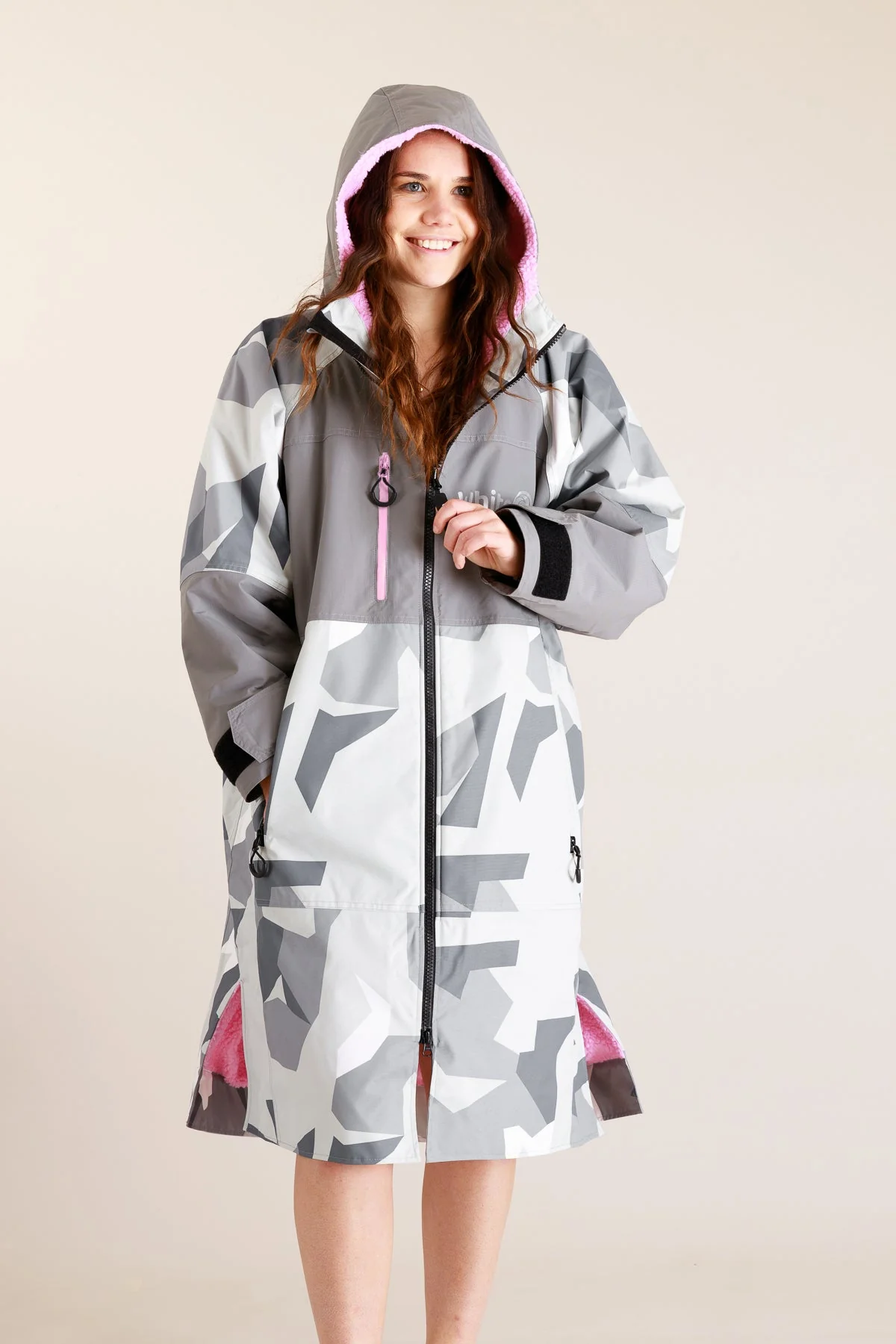 White Water Adults Hard Shell Robe - Arctic Camo/Pink - Image 4
