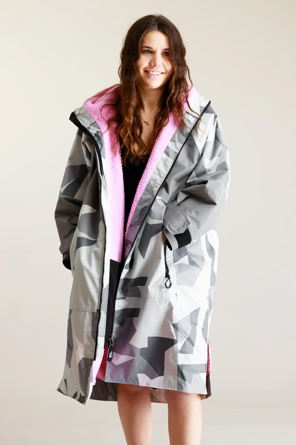 White Water Adults Hard Shell Robe - Arctic Camo/Pink - Image 5
