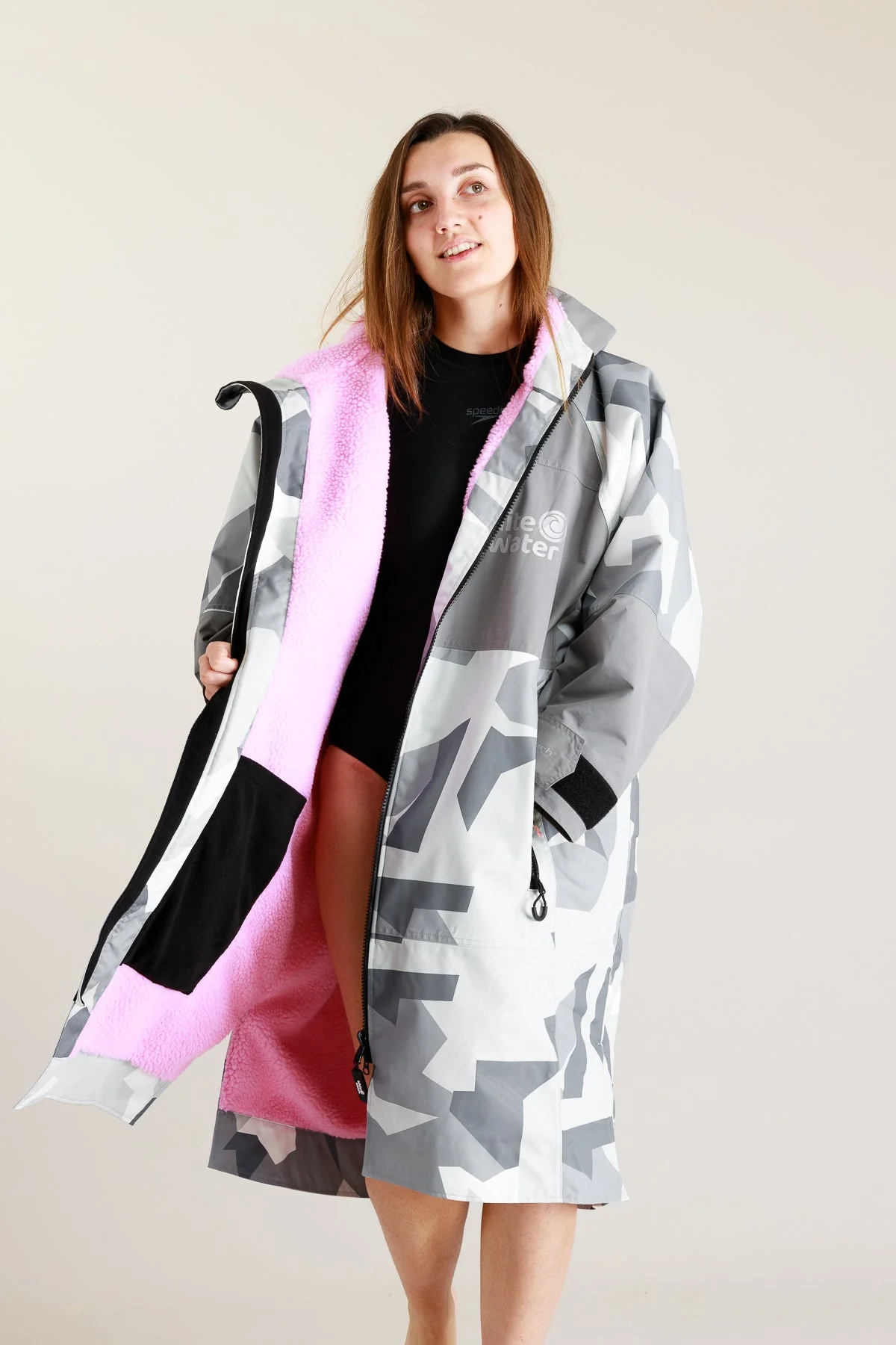 White Water Adults Hard Shell Robe - Arctic Camo/Pink - Image 7