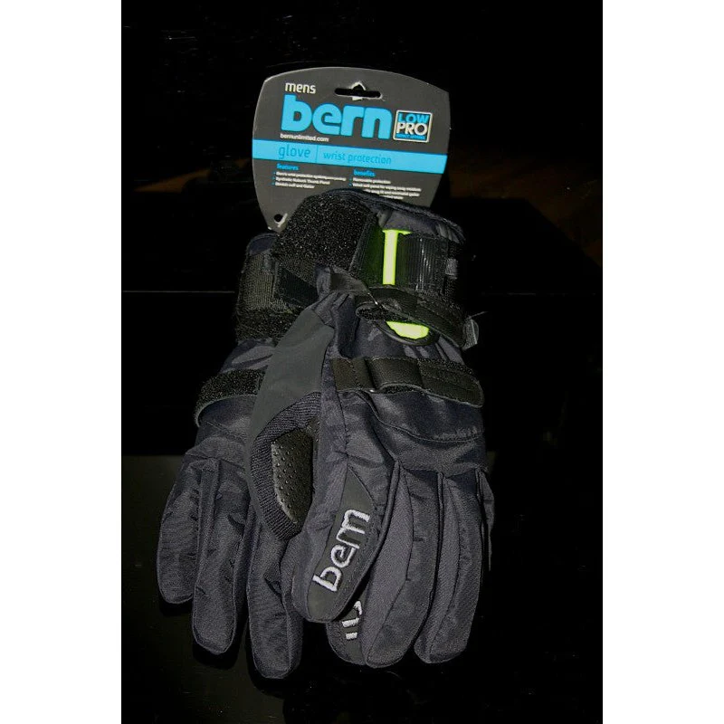 Bern Black Synthetic Gloves with removable Wrist Guard