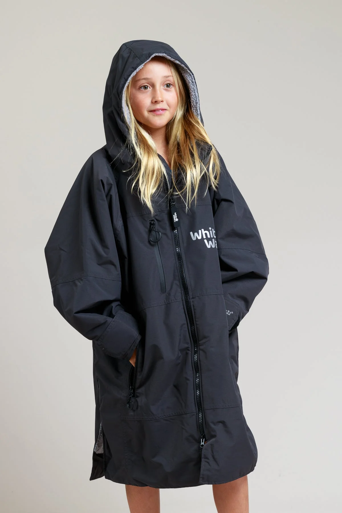White Water Kids Hard Shell Robe - Black - Image 5
