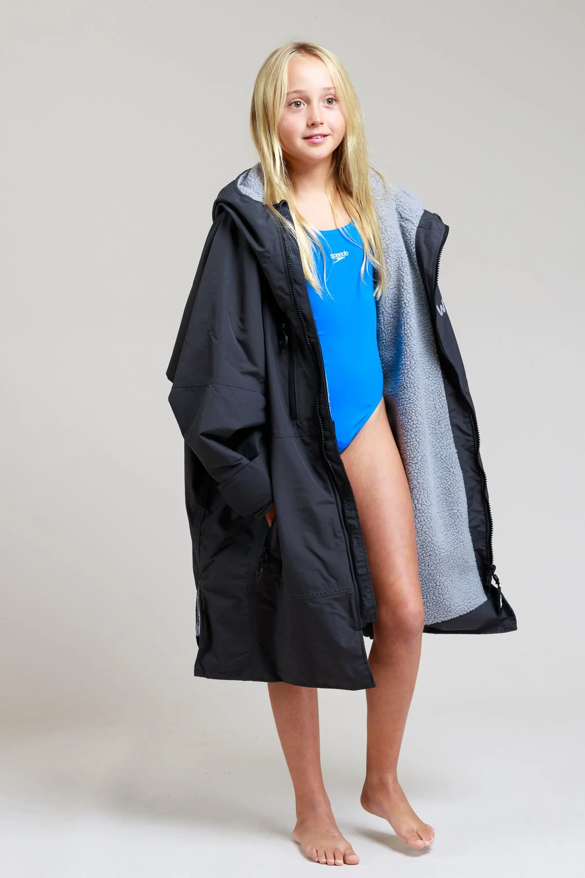 White Water Kids Hard Shell Robe - Black - Image 6