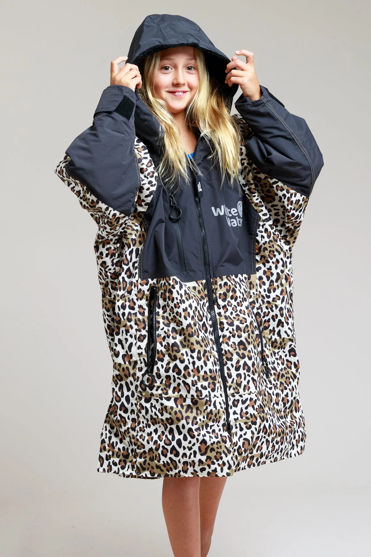 White Water Kids Hard Shell Robe - Leopard Print - Image 2