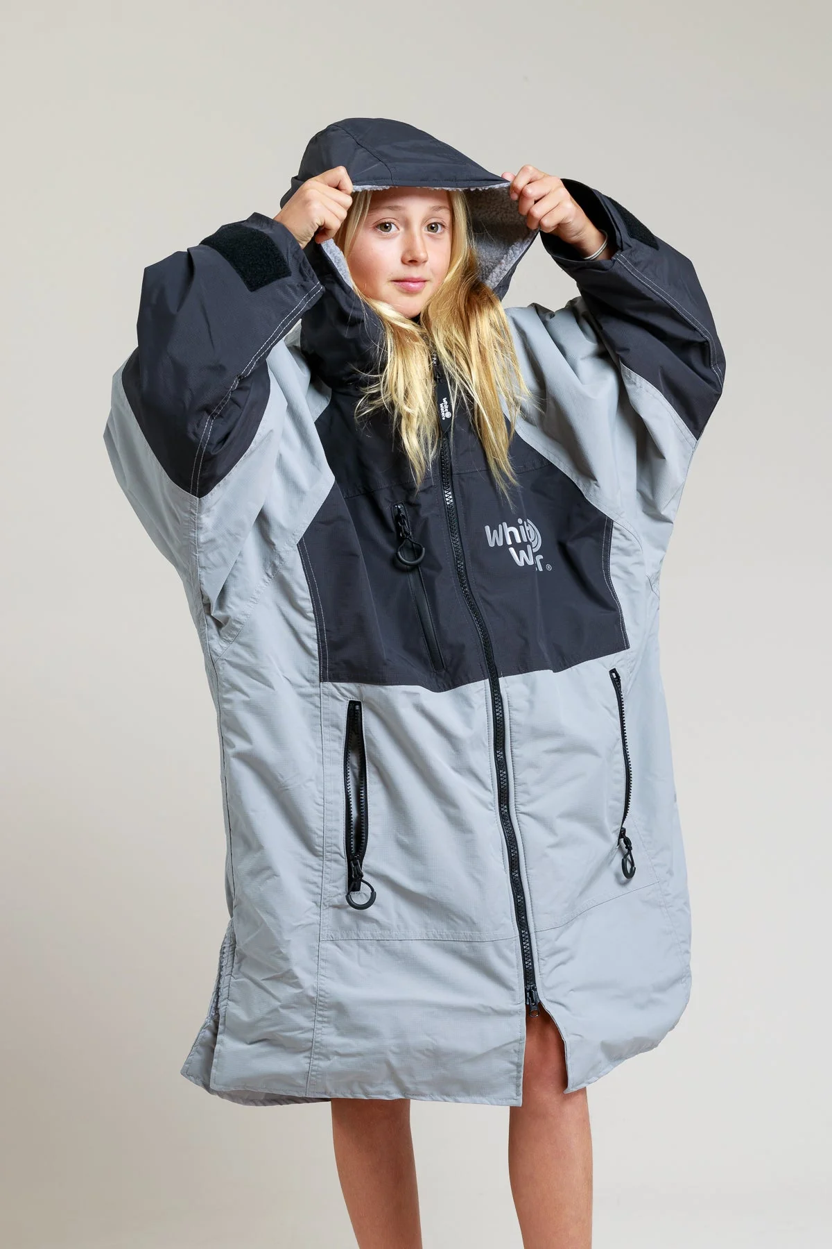 White Water Kids Hard Shell Robe - Steel Grey - Image 4