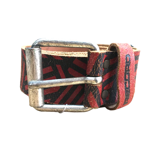 Record Leather Belt Kilrush Red/Black