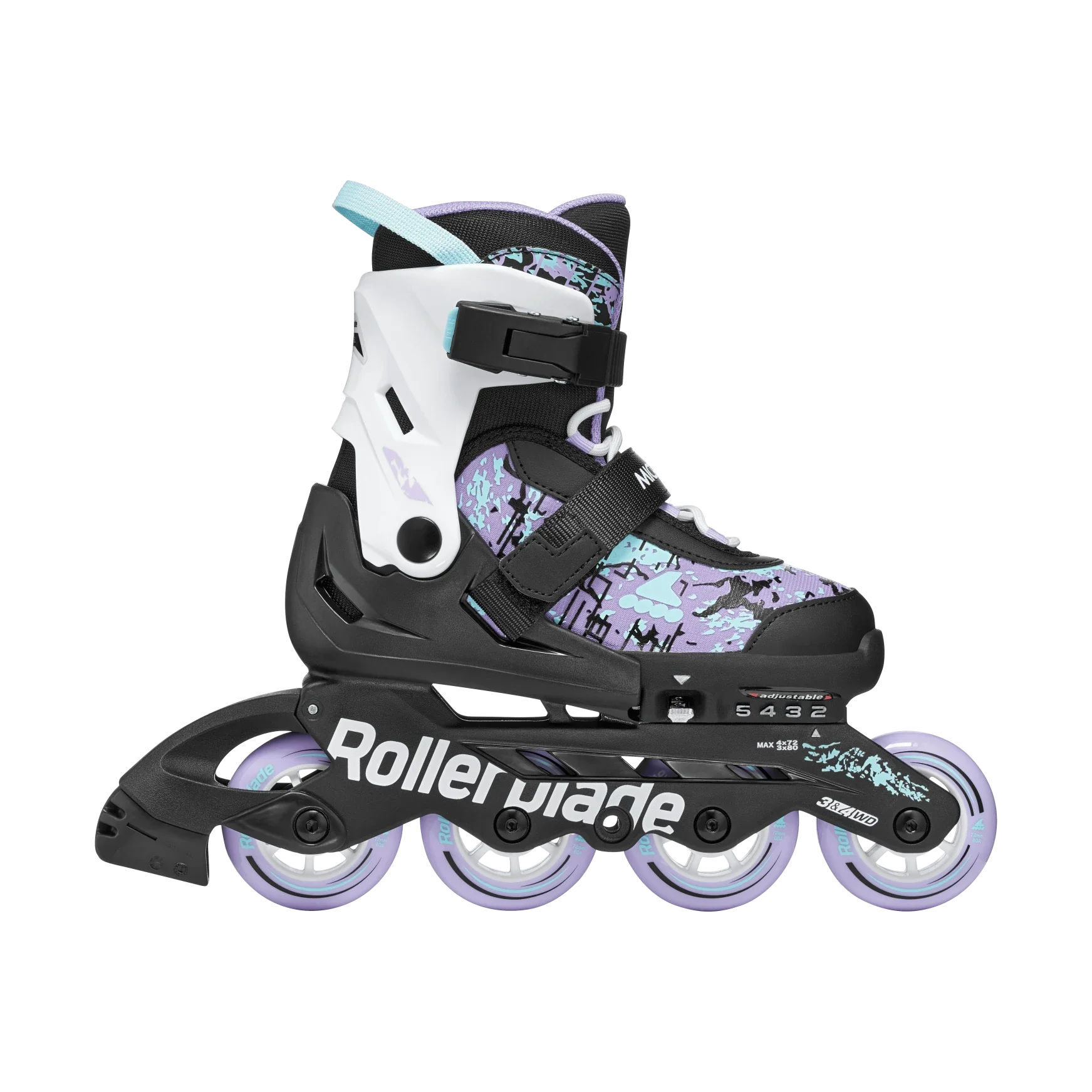 Rollerblade Kids Skate Microblade SL 26 Black/Lavender/Light Blue - Image 3