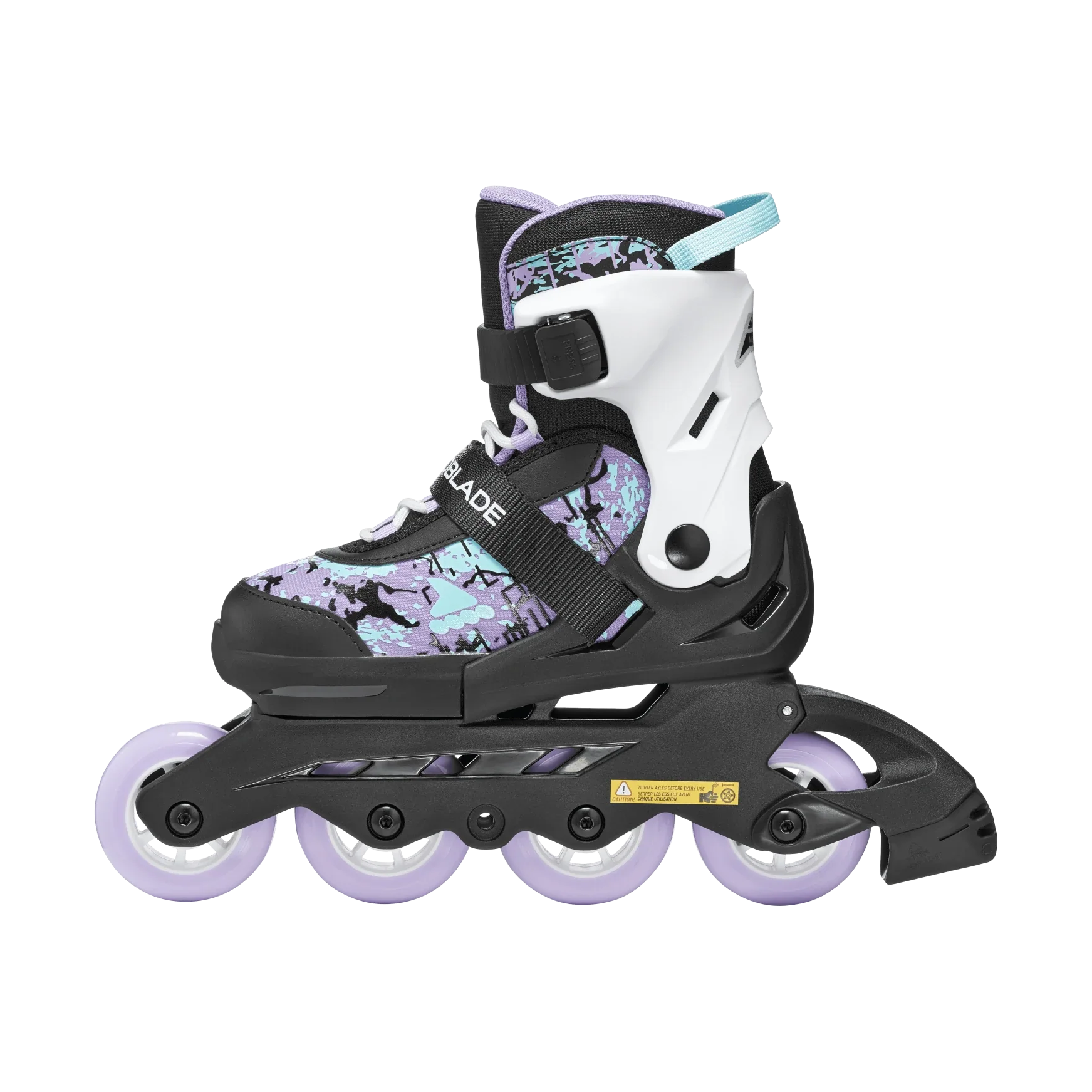 Rollerblade Kids Skate Microblade SL 26 Black/Lavender/Light Blue - Image 4