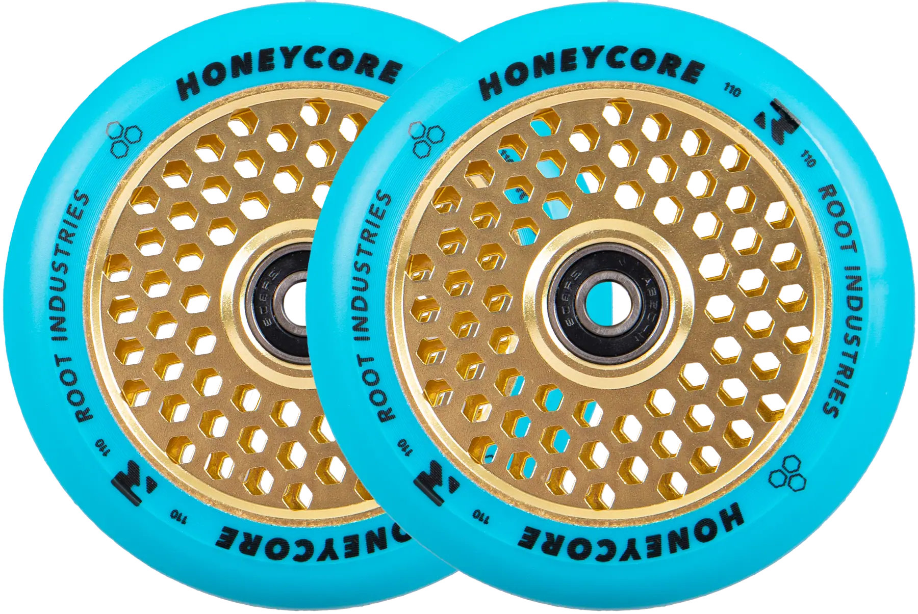 Root Industries Honeycore Wheels 110mm blue/yellow - Image 2