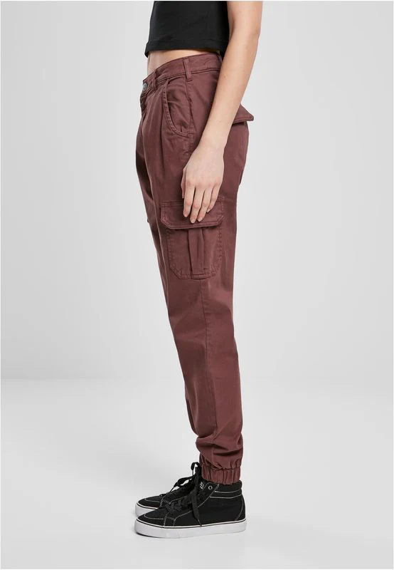 Urban Classics Ladies High Waist Cargo Pants cherry - Image 3